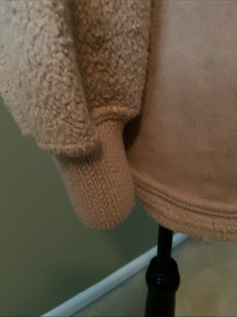 Free People Sherpa Hooded Patchwork Jacket in Beige, Blue & Rust - Picture 6 of 7